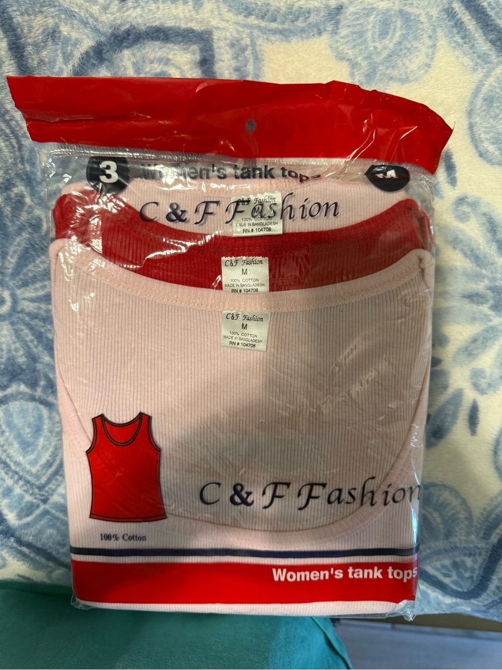Women's Pink and Red Ribbed Tank Top Set of 3 Size Medium NEW